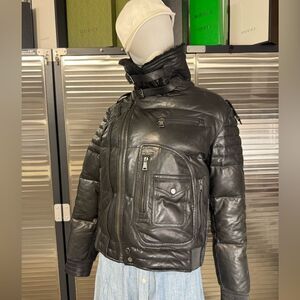 Polo Ralph Lauren Rare Black Leather & Down Biker Jacket M